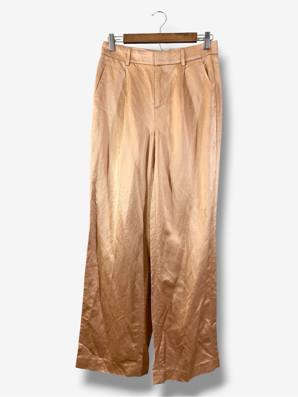 Banana Republic Brigitte Satin Wide Leg Pants Size 2 Champagne Gold Shimmer